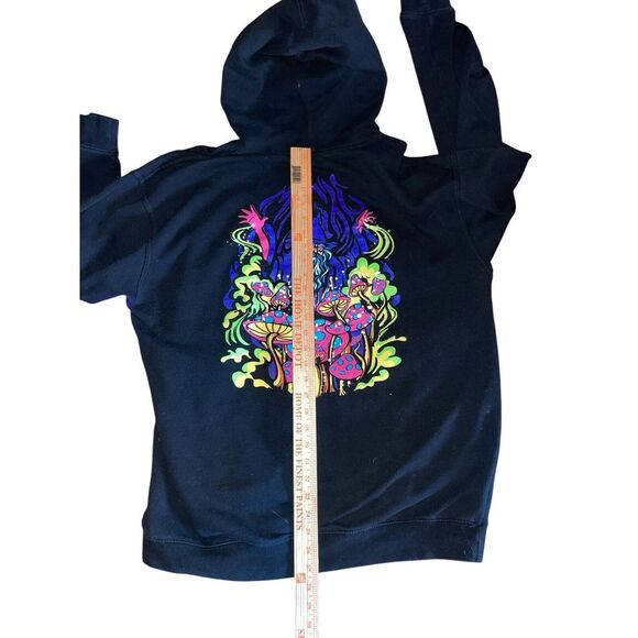 Alab Sweatshirt Men Medium Black‎ Magic Mushroom Psychedelic Fungi Wizard Trippy - Picture 5 of 7